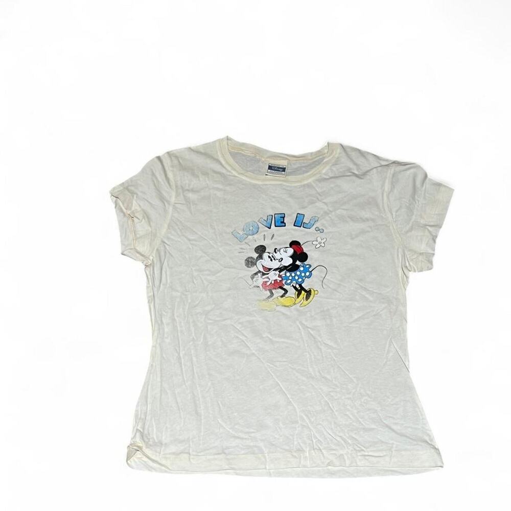 Disney Mickey Mouse and Minnie Mouse "Love is..." Graphic T-shirt, Medium